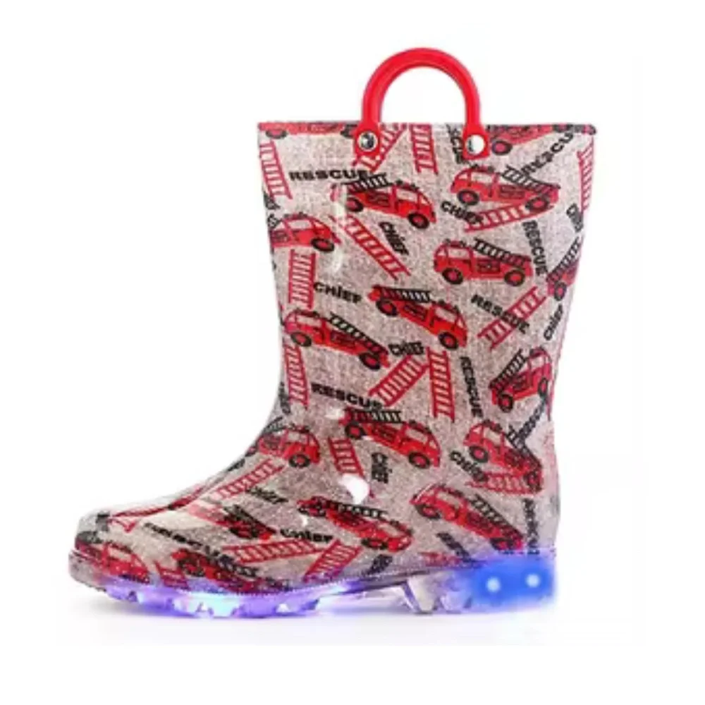 KOMFOR ME Red fire truck light up rain boots size 7
